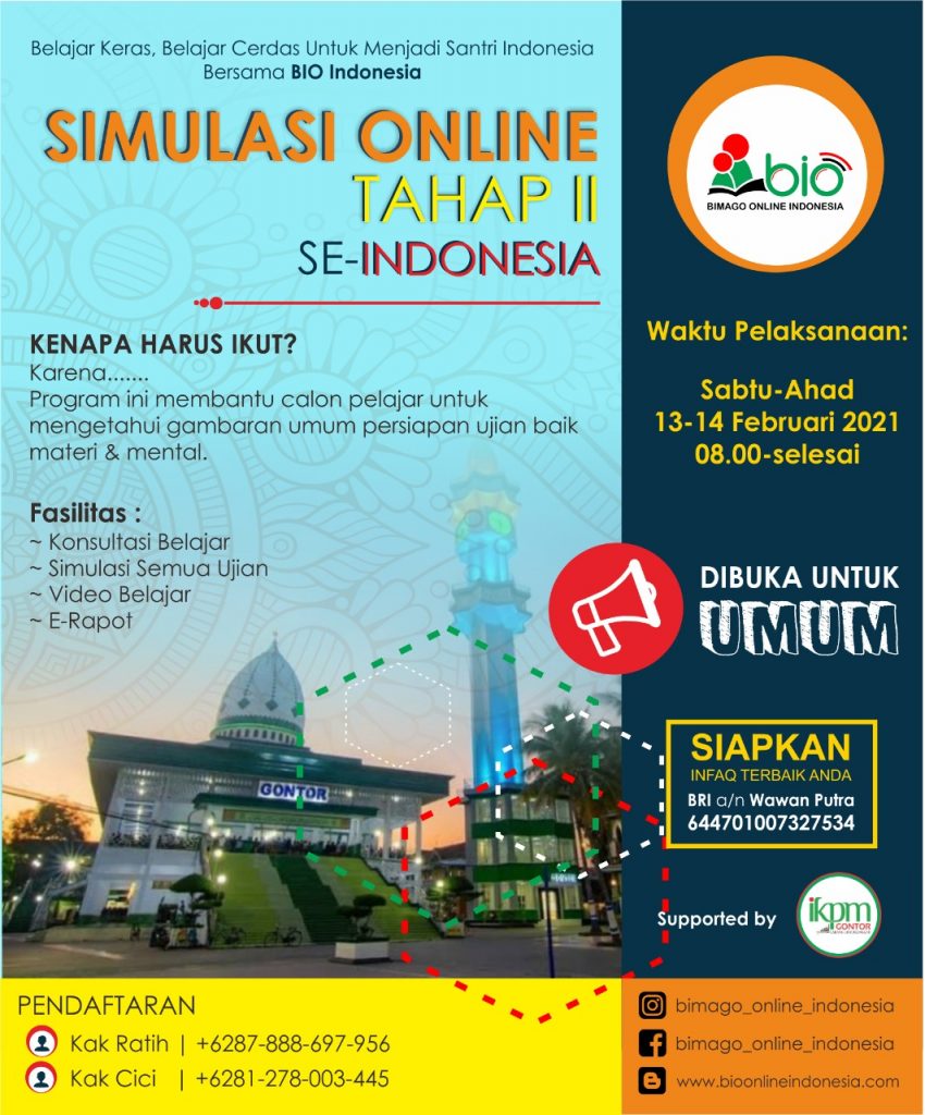 PENDAFTARAN SIMULASI ONLINE UJIAN MASUK GONTOR & PONDOK PENDAFTARAN SIMULASI ONLINE UJIAN MASUK GONTOR & PONDOK